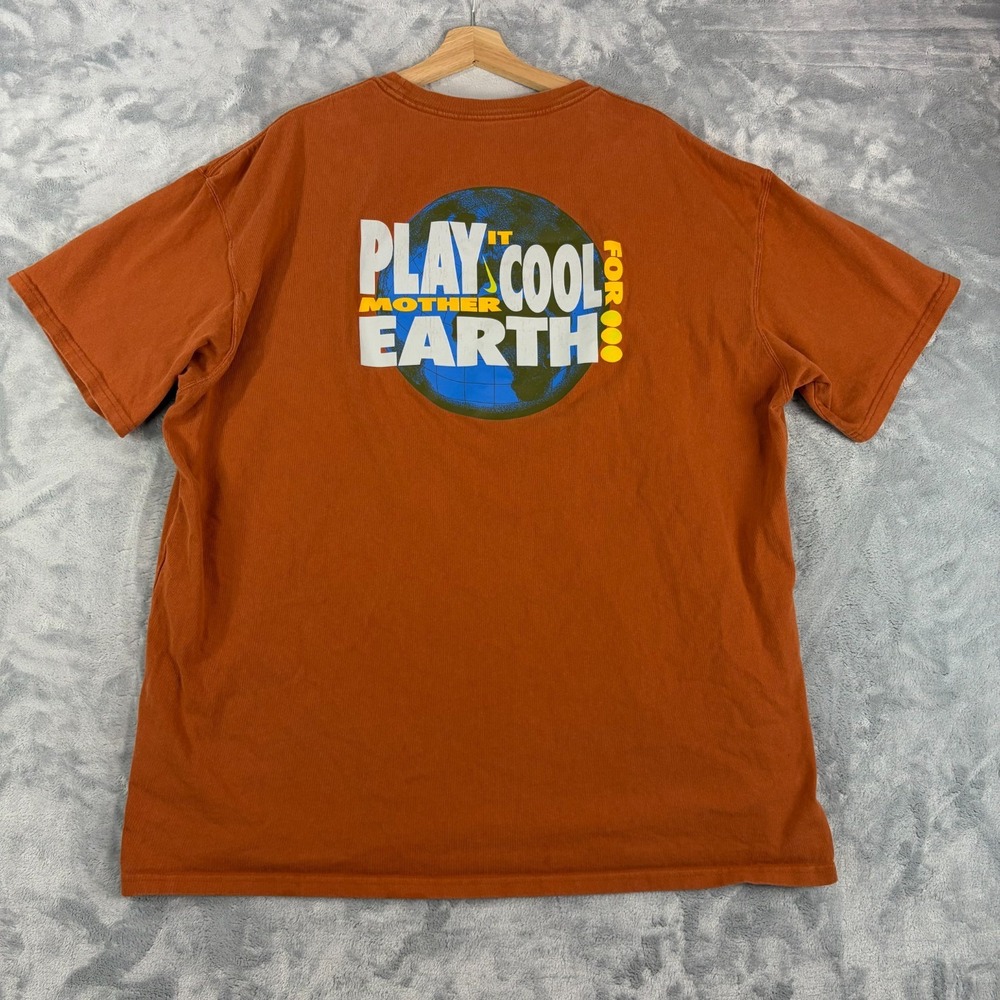 Nike Sportswear Mother Earth Graphic Loose Fit Mens Size 3XL Orange T-Shirt